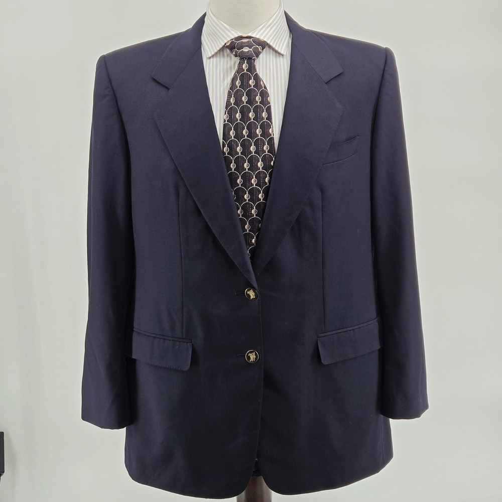 Vintage Burberrys IT 48 Blue Wool Blazer 2 Button Made in Italy Mens Sport Coat